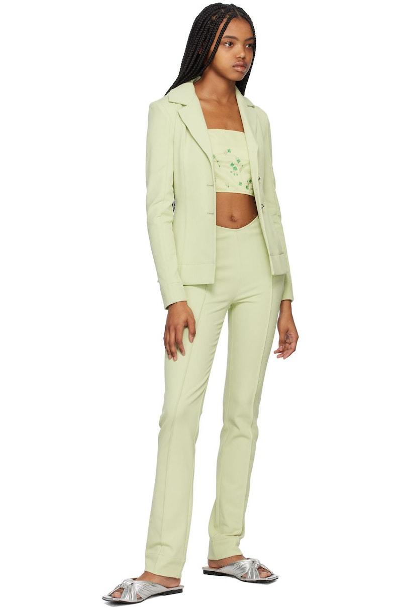 GANNI Notched Lapel Blazer - Lily Green | Garmentory