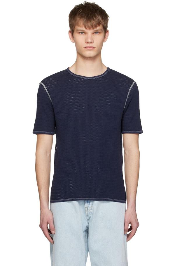 Our Legacy Tanker T-Shirt - NAVY SPORT CROCHET | Garmentory