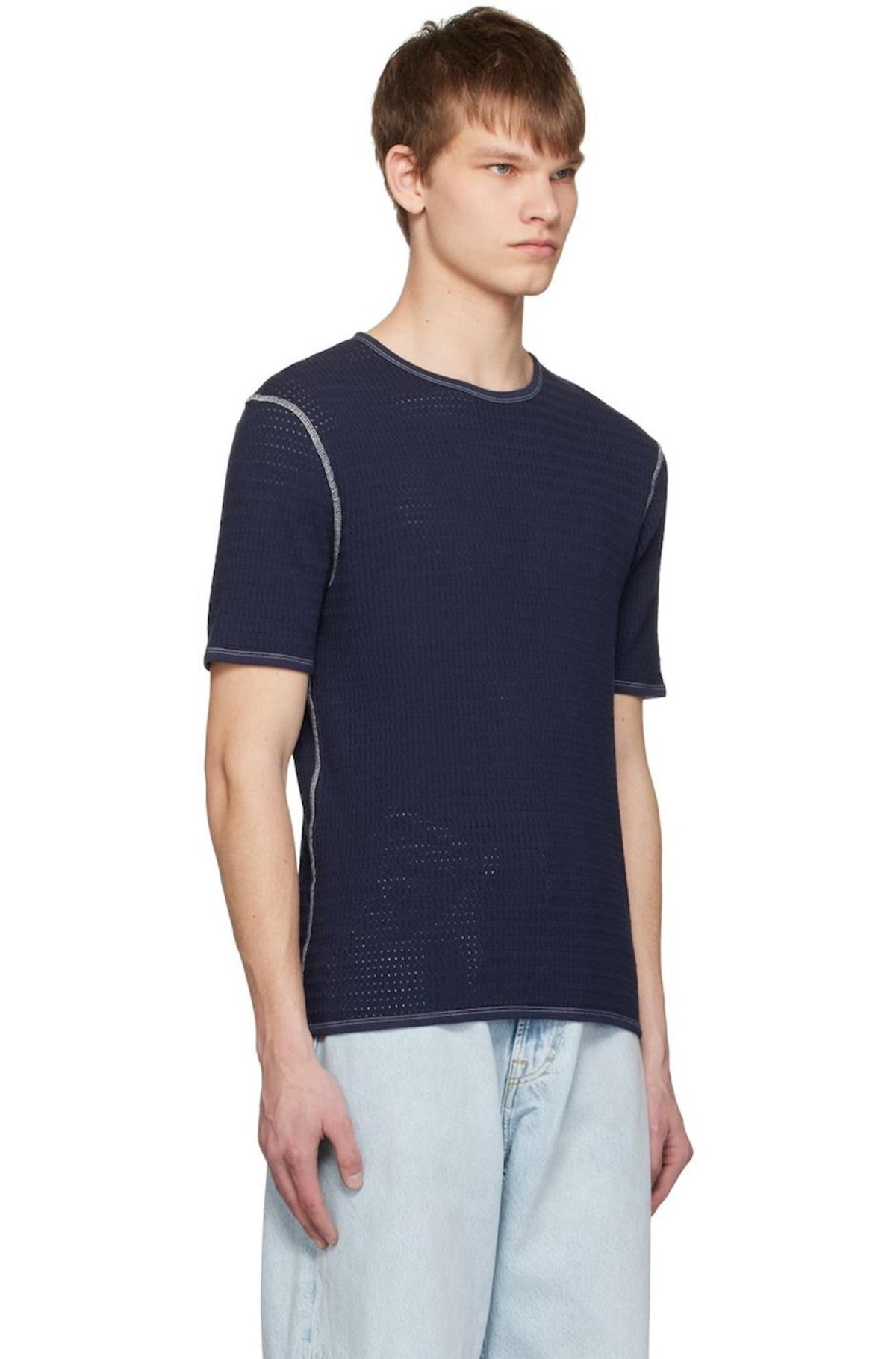 Our Legacy Tanker T-Shirt - NAVY SPORT CROCHET | Garmentory