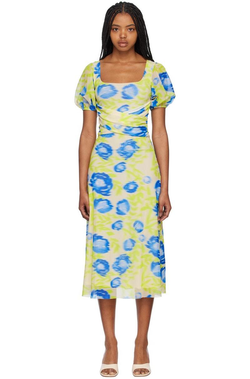 【関税＆送料込み】Ganni Printed Midi Dress GANNI Printed Slip Midi Dress - Vibrant Orange | Garmentory