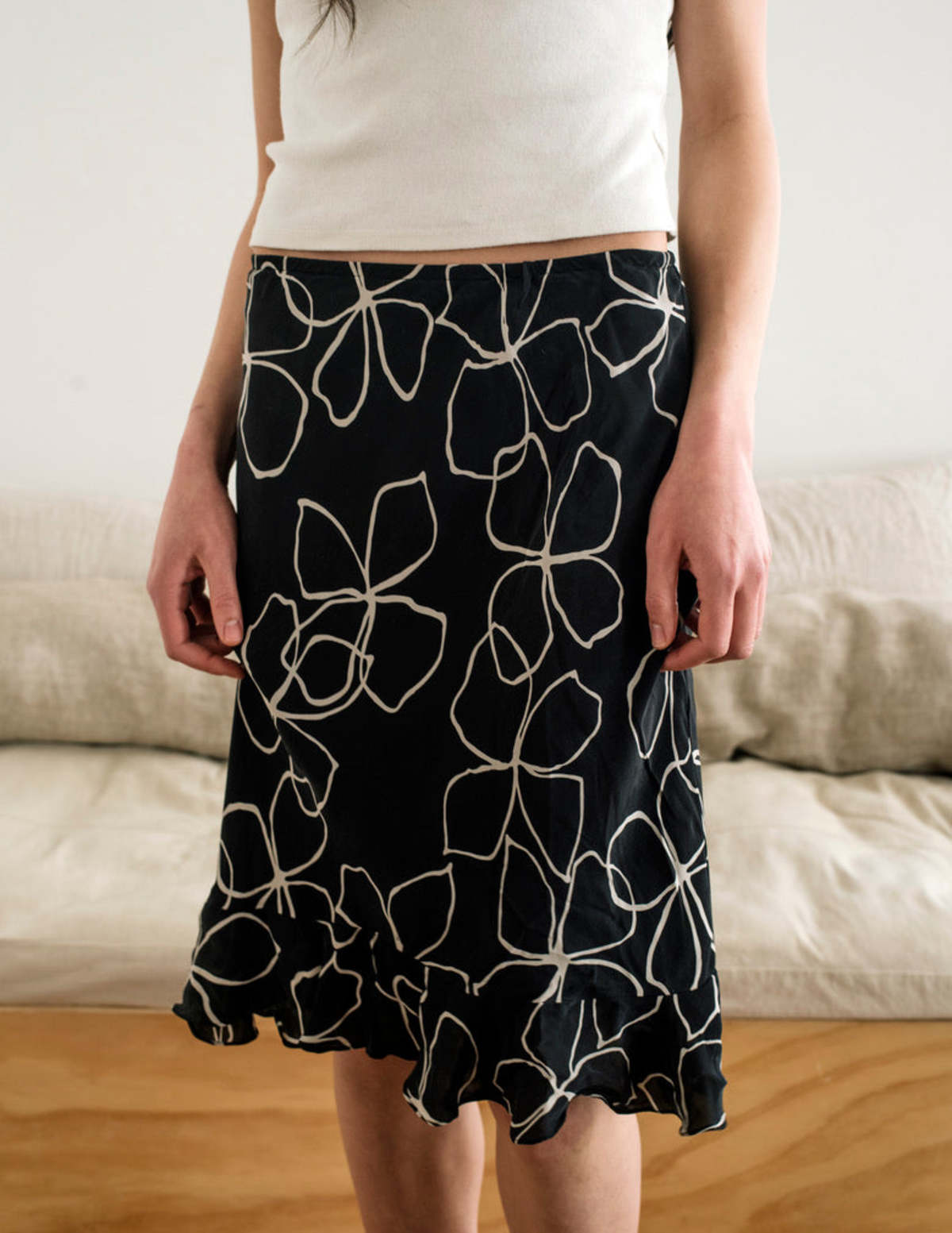 Vintage Silk Skirt Floral Garmentory