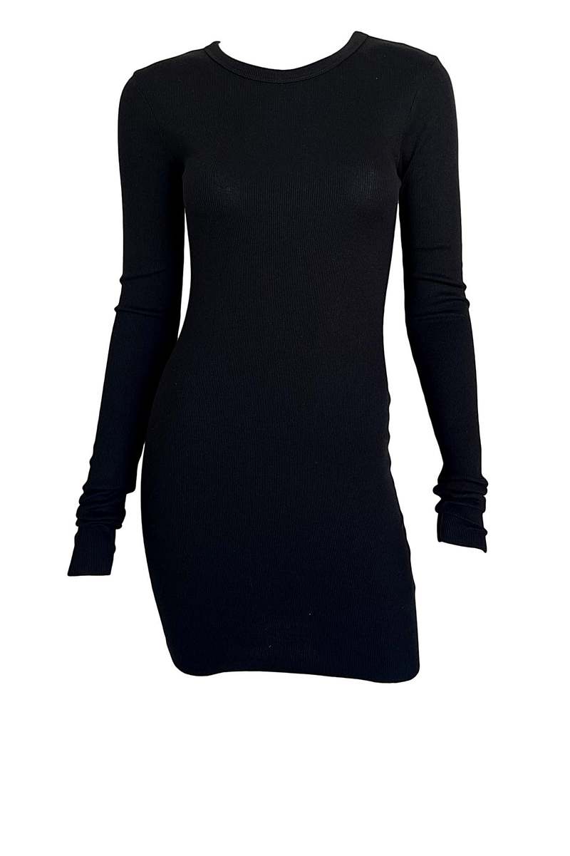 Eterne Long Sleeve Crewneck mini Dress - black | Garmentory