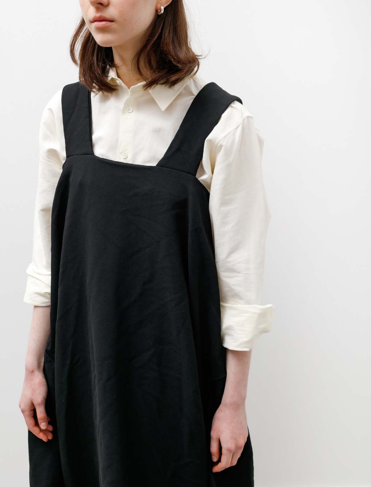 Comme des Garçons Round Hem Apron Dress - Black | Garmentory
