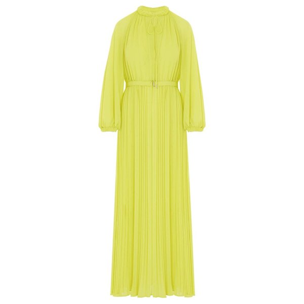 Beatrice B Long Pleated Dress - Limelight | Garmentory