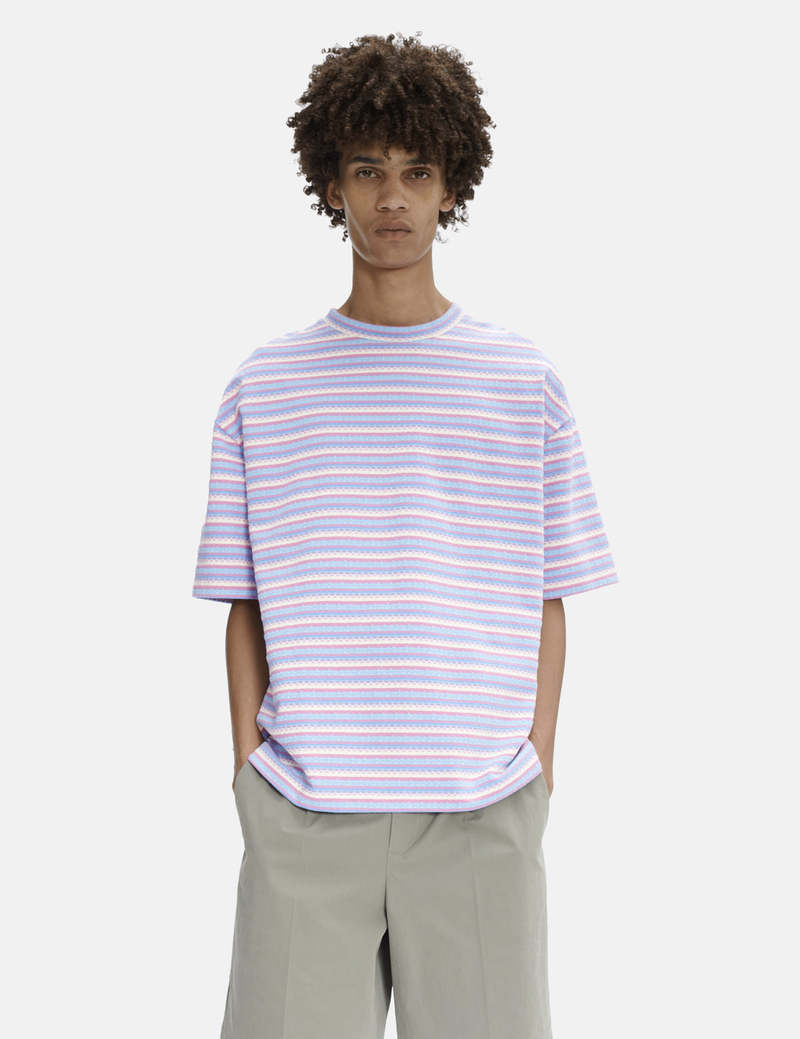 【送料&関税込】A.P.C. Blue T-shirt With Striped Motif And L Bahia T-shirt | Organic striped Jacquard | A.P.C. Ready-to-Wear
