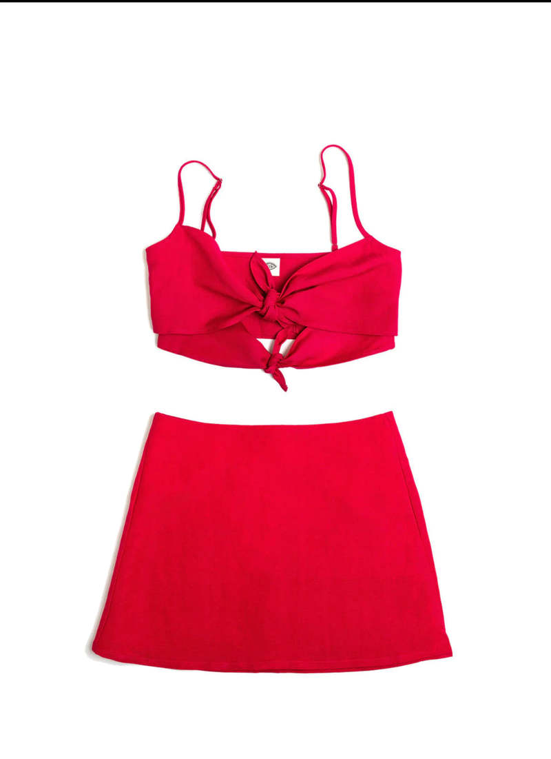 Punkwasp Linen Dart Skirt - Berry Punkwasp Linen Dart Skirt - Berry