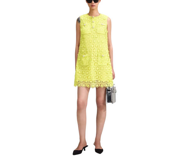 slim fit dress slacks Lime Boucle Mini Dress – self-portrait-US