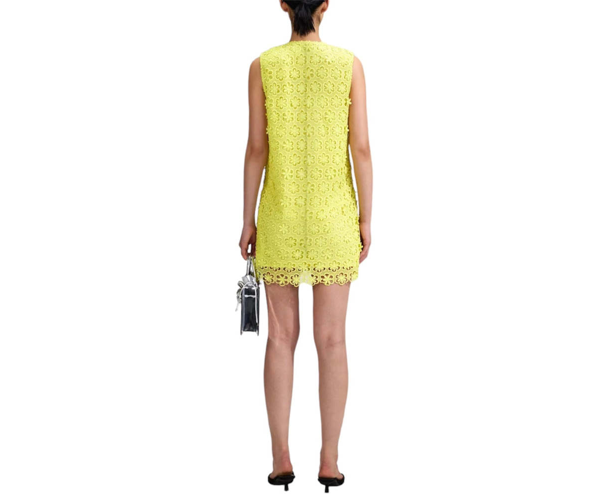 Self-Portrait Lime Daisy Guipure Mini Dress - Green | Garmentory