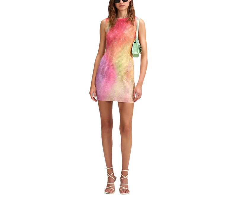 ワンピース SELF PORTRAIT MINI DRESS IN OPENWORK MESH Black Dot Mesh Mini Dress – self-portrait-US