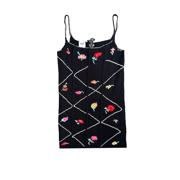 Tach ARYA HAND EMBROIDERED MINI DRESS - BLACK | Garmentory