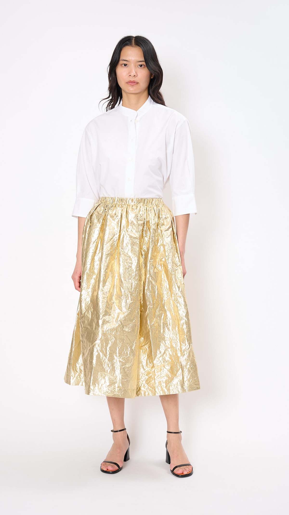 Sara Lanzi Gathered Skirt - Gold - Image 1 of 4