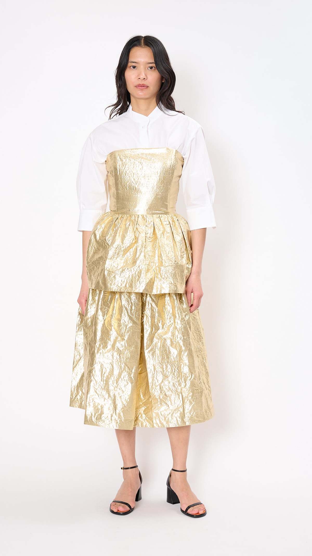 Sara Lanzi Ruffled Top - Gold - Image 1 of 4