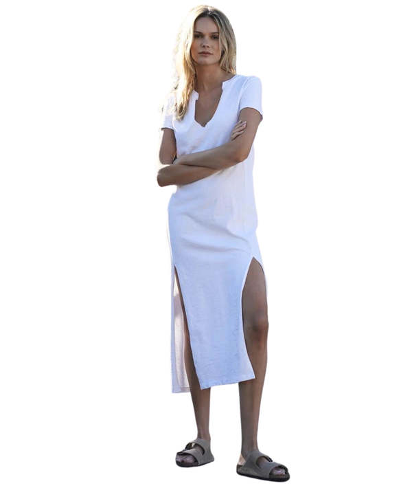 lna shirt dress LNA Easy Tee Heavy Slub Dress - White
