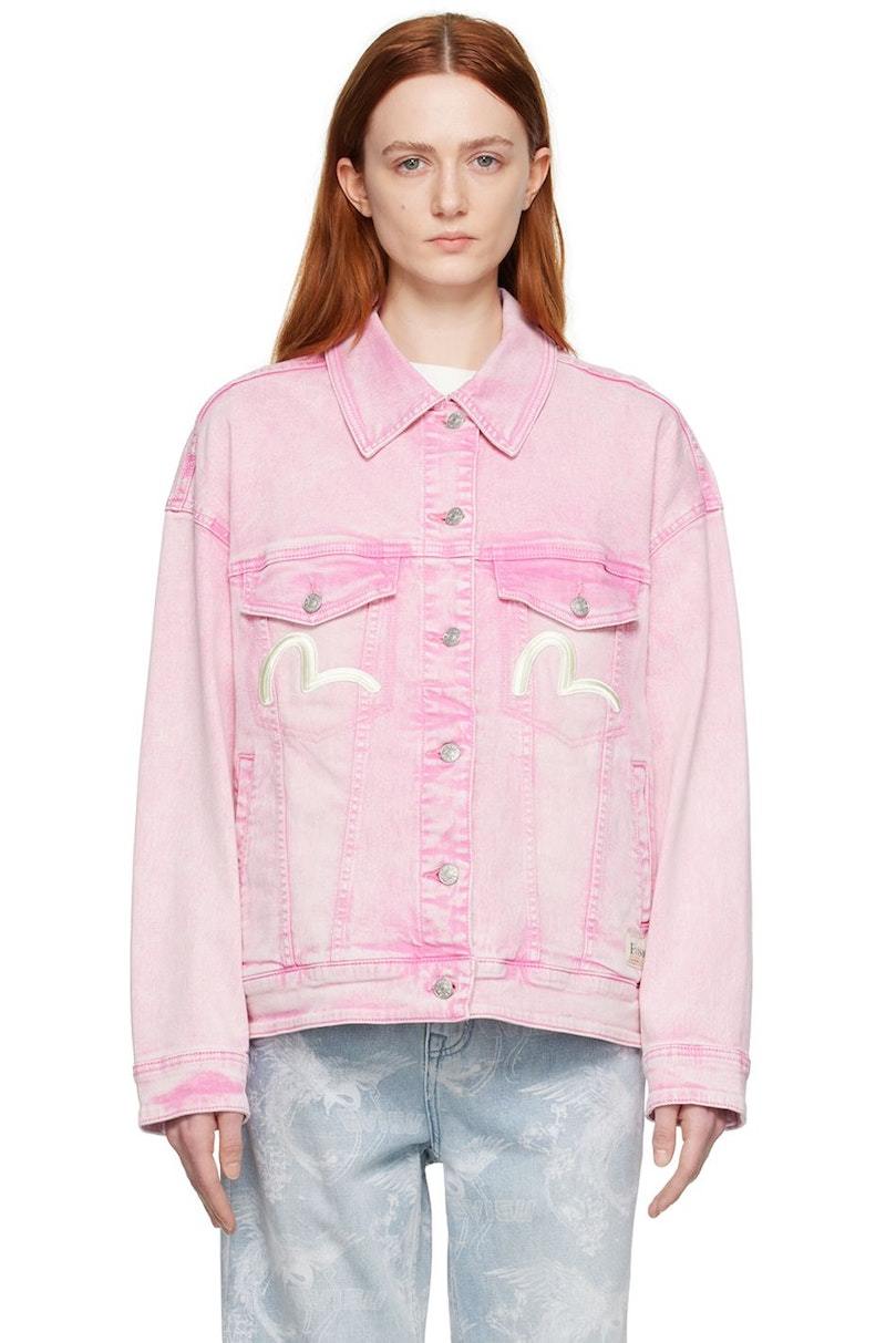 Evisu Embroidered Denim Jacket - Pink | Garmentory
