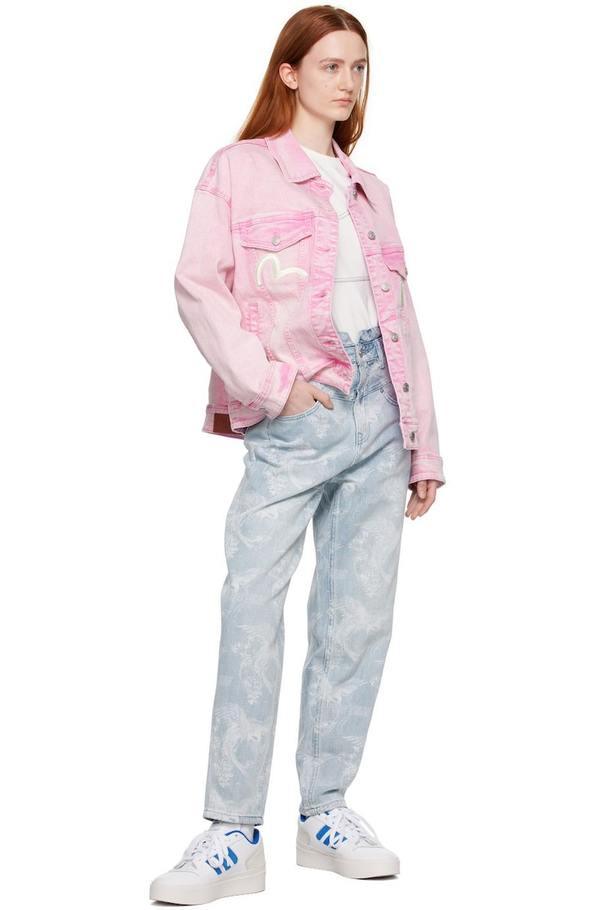 Evisu Embroidered Denim Jacket - Pink | Garmentory