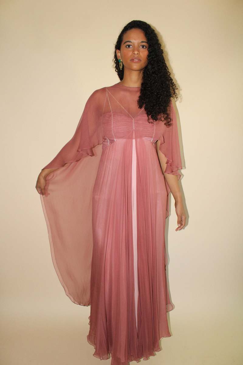 Layered Chiffon Dress - Rose/Blush | Garmentory