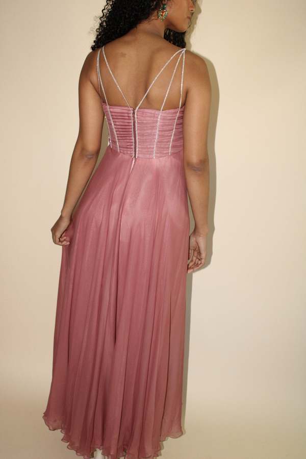 sachin and babi light blue dress Alberta Ferretti Long chiffon dress layered pleats main image 0