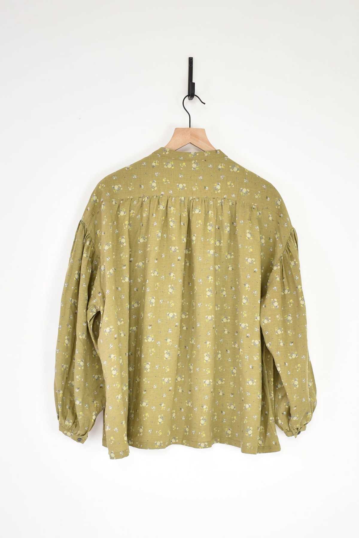 ICHI ANTIQUITES Linen Flower Tuck Shirt - Camel | Garmentory