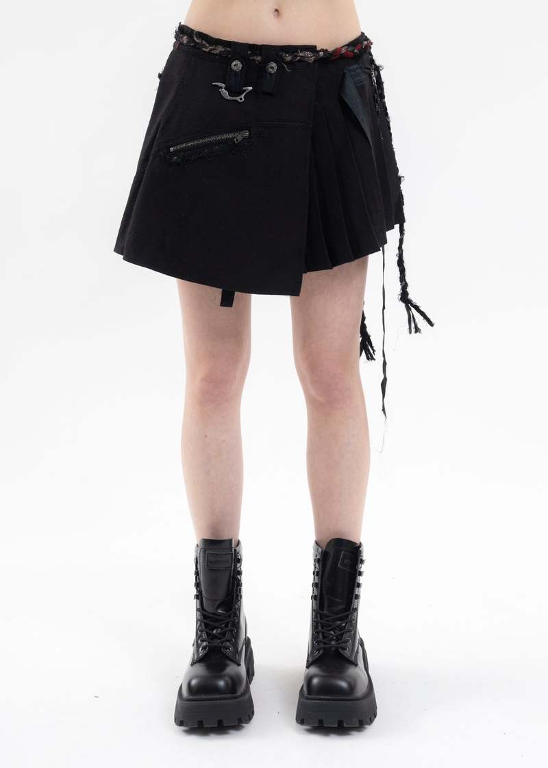 BLACK PLEATED WRAP SKIRT | Garmentory