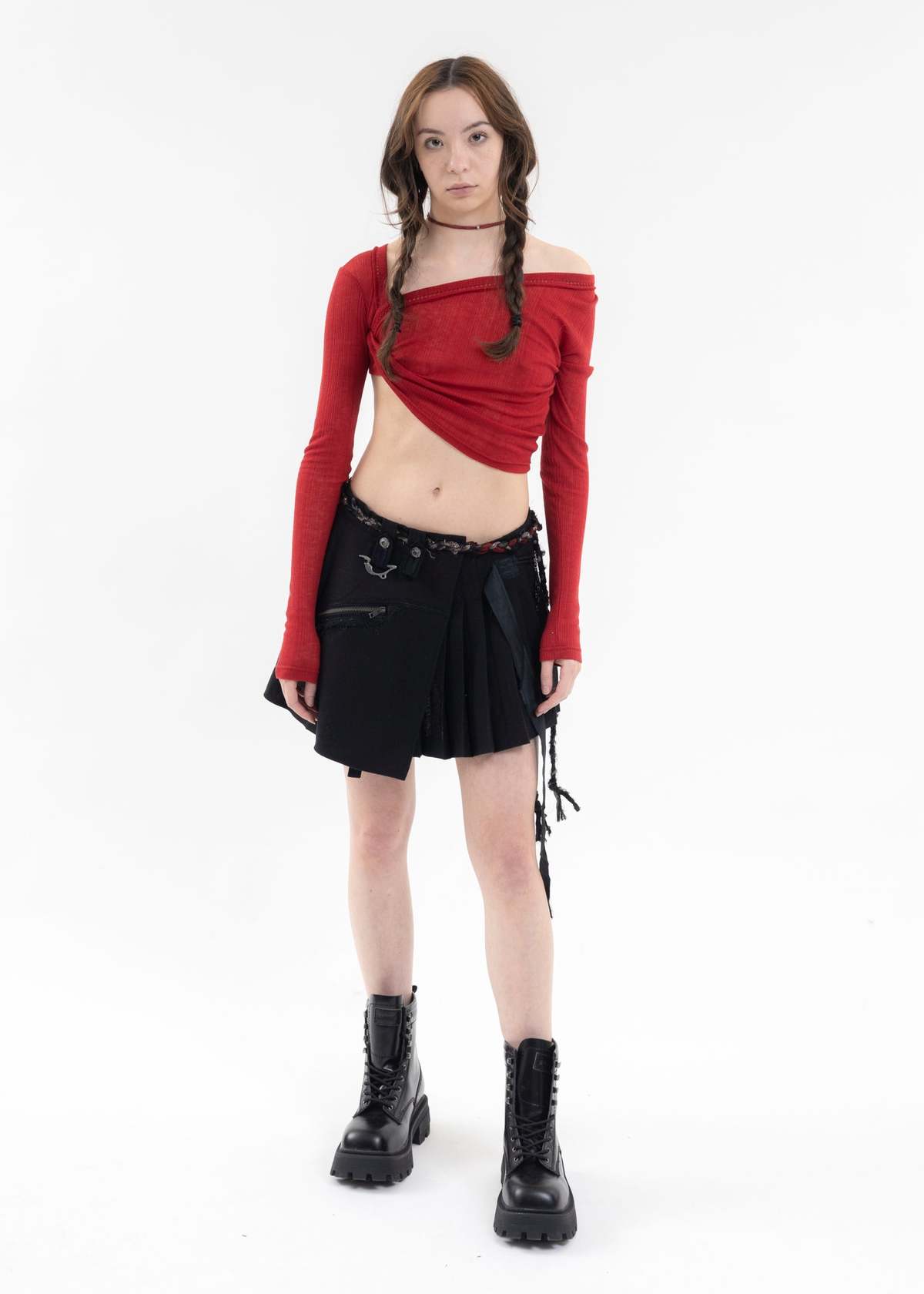 BLACK PLEATED WRAP SKIRT | Garmentory