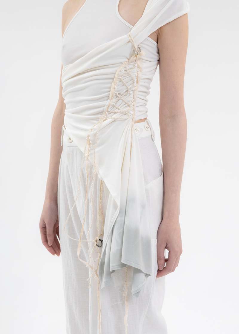 IVORY LAYERED SHIRRING TOP | Garmentory