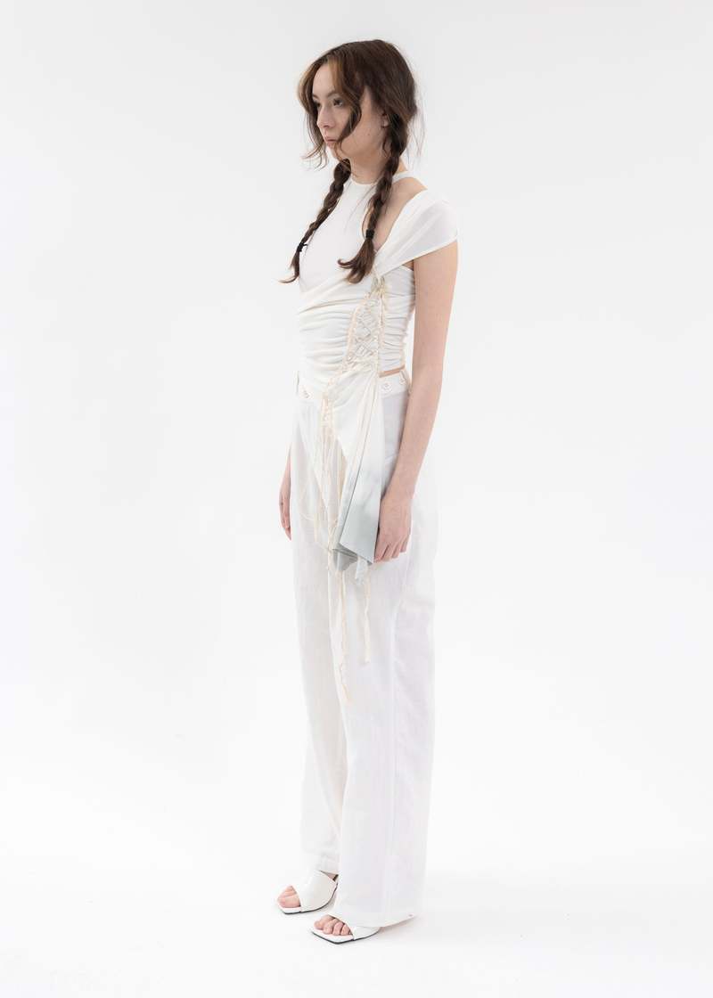 IVORY LAYERED SHIRRING TOP | Garmentory