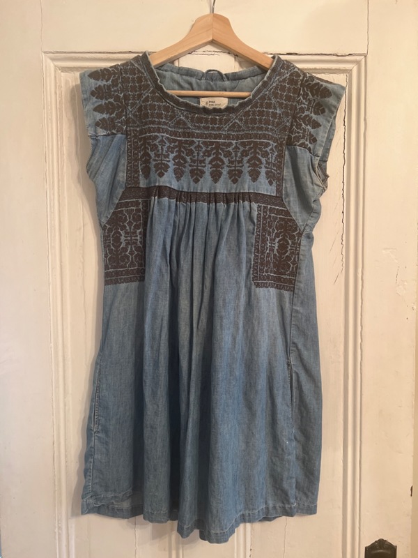 Embroidered denim minidress | Garmentory
