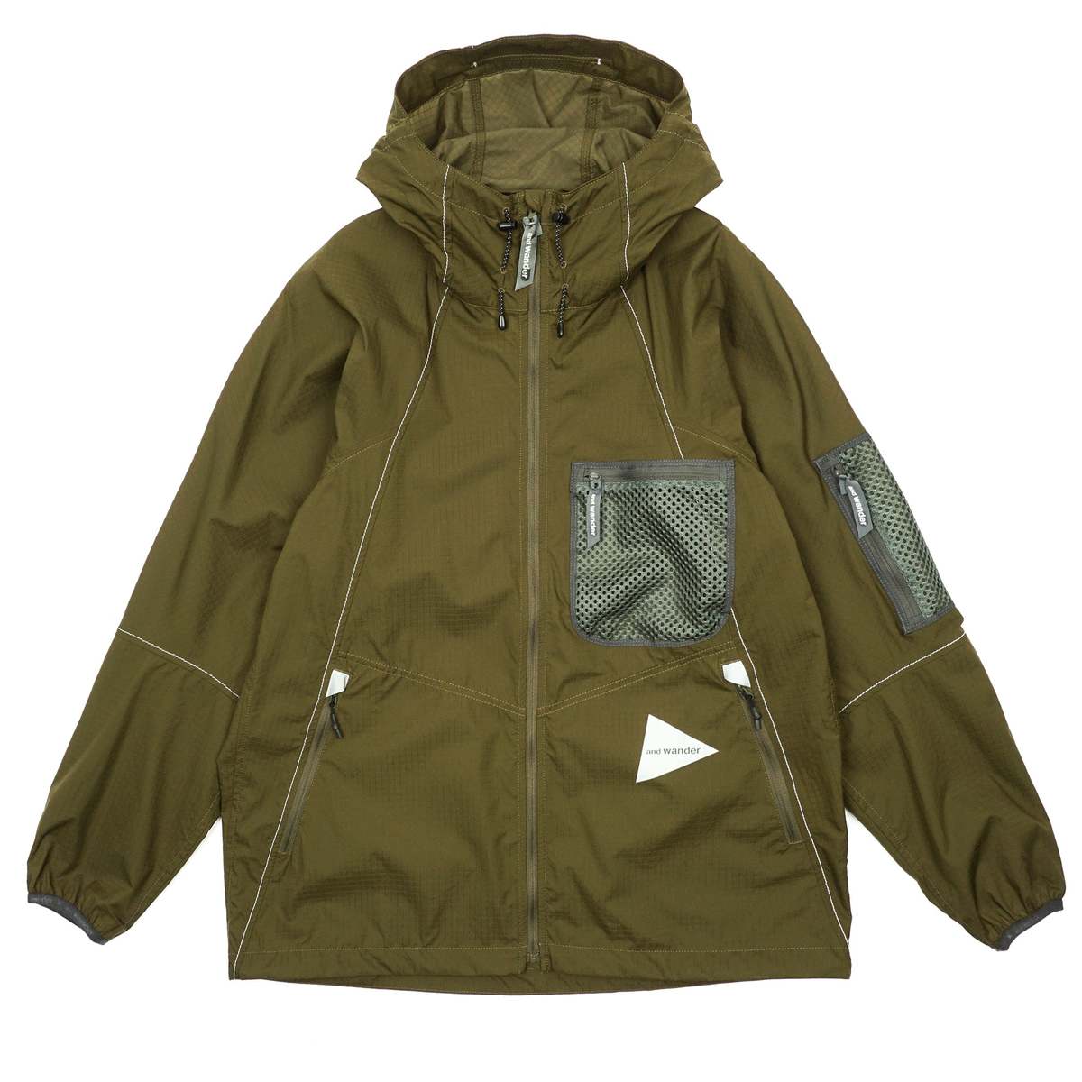 And Wander Breath Rip Hoodie - Khaki | Garmentory