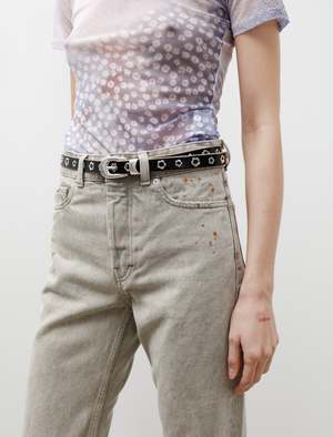 Our Legacy 2cm Flowers Belt - Black Leather | Garmentory