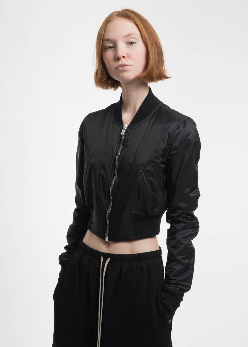 Rick Owens Drkshdw Black Glitter Flight Cropped Bomber
