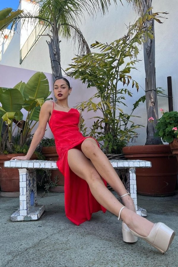 For Love & Lemons Ilana Midi Dress - Red