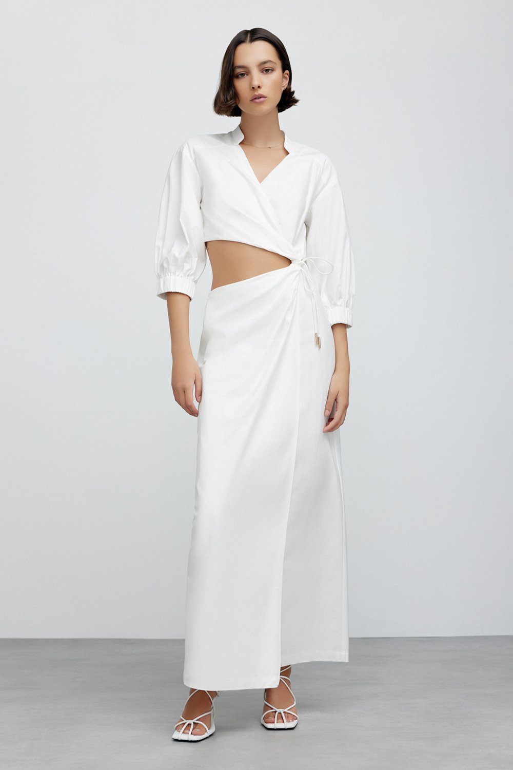 chinese dress ladies KARA Wide Strap Maxi Linen Dress