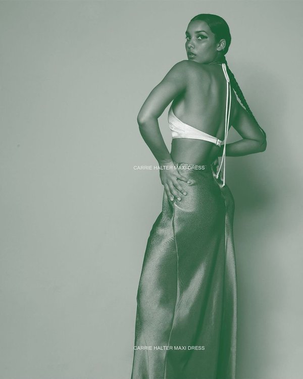 sachin and babi light blue dress Christopher Esber Tailored Sloped Halter Dress In Black Size AU 10 main image 0