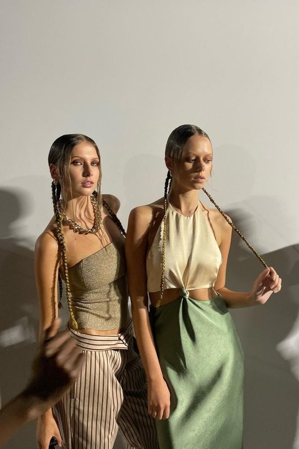 sachin and babi light blue dress Cutout halterneck jersey maxi dress in brown - Christopher Esber main image 0