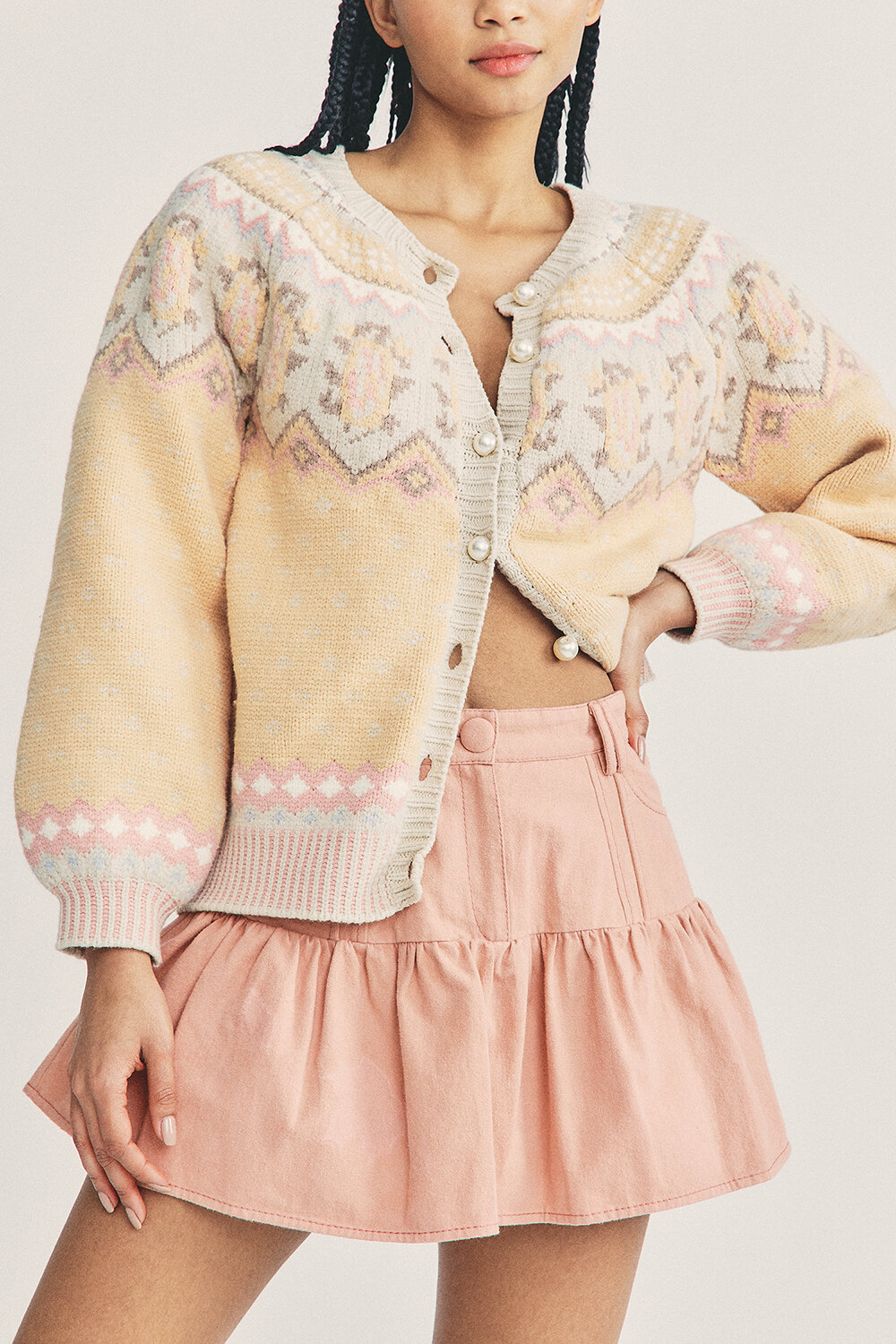 LoveShackFancy Honeypie Boyfriend Cardigan Birch Grove Garmentory