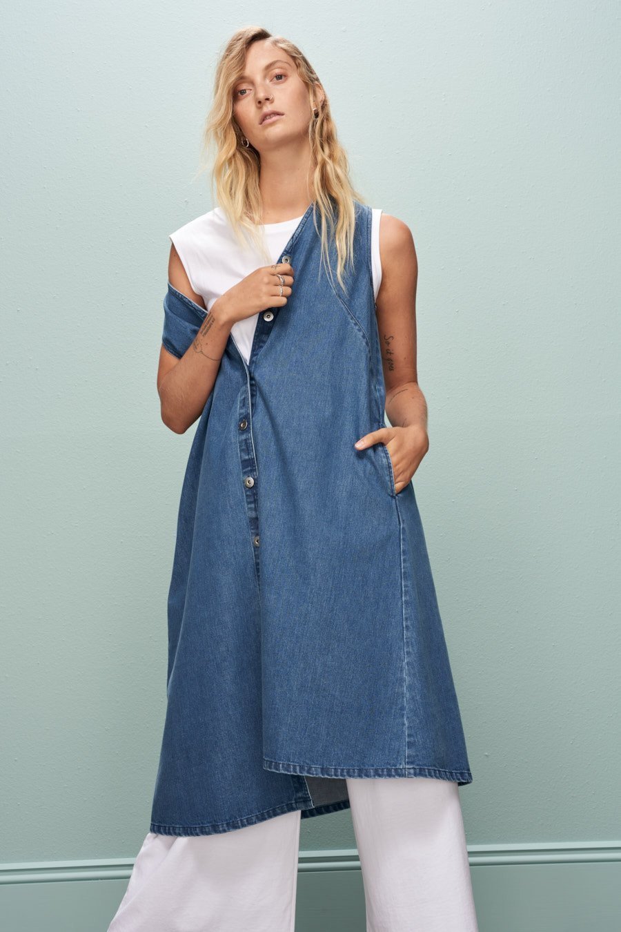 white christmas dresses Leighton Denim Dress main image 1