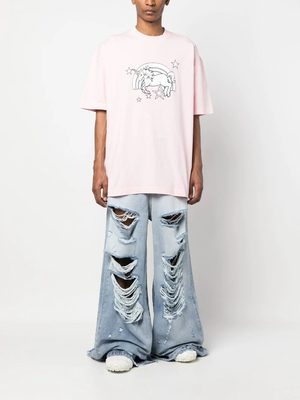 VETEMENTS 22AW Magic Unicorn TシャツXS 最終価格 Vetements Magic unicorn T-shirt in light blue|UE51TR390XBABYBLUE