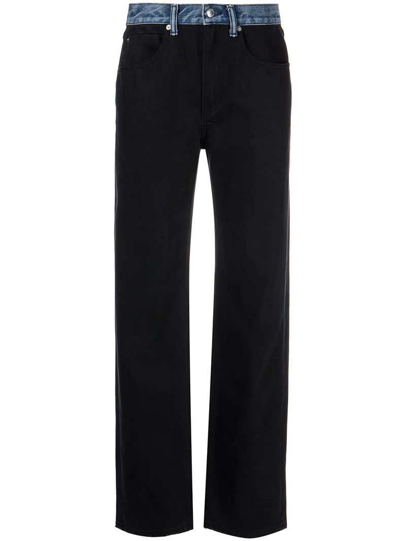 T By Alexander Wang Contrast Waistband Mid Rise Relaxed Straight - Main Image