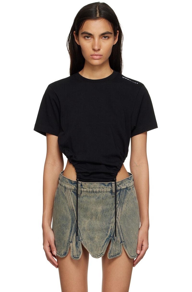 Y/Project T-SHIRT BODYSUIT ワイプロジェクト Y/Project Classic Ruched T-shirt Bodysuit in Black | FWRD