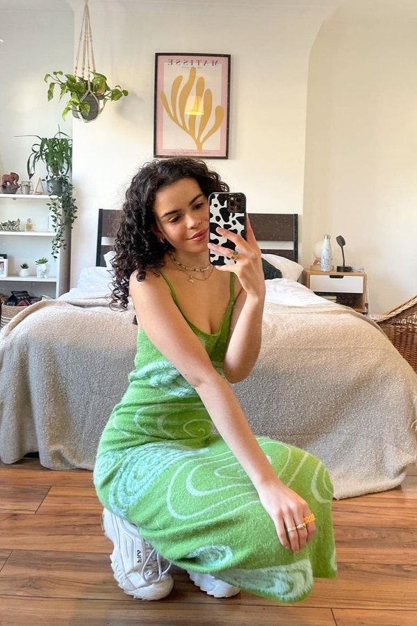 house of sunny green hockney dress HOUSE OF SUNNY Kendall Jenner Green Hockney Dress