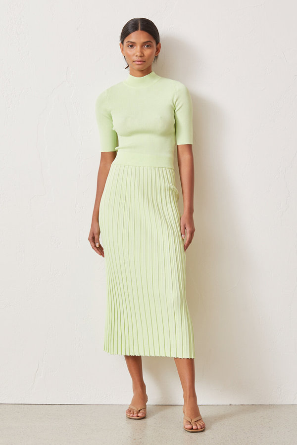 Bec + Bridge Citrus Club Knit Tee And Midi Skirt Key Lime Garmentory
