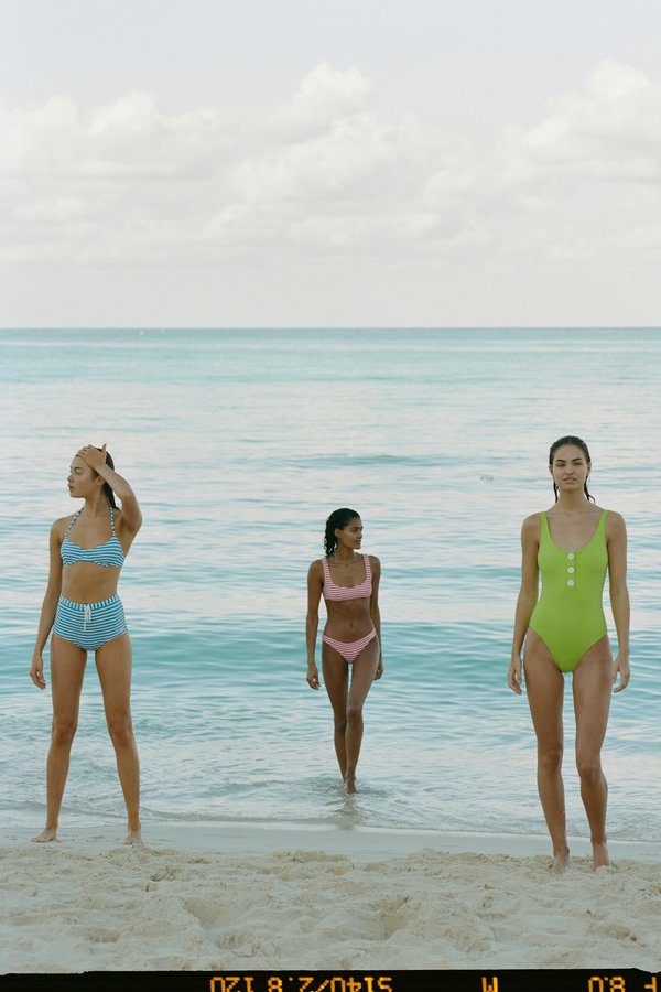 Solid and Striped The Ginger Tie Bikini - Azure Stripe Rib