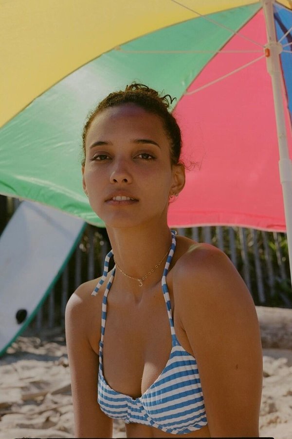 Solid and Striped The Ginger Tie Bikini - Azure Stripe Rib