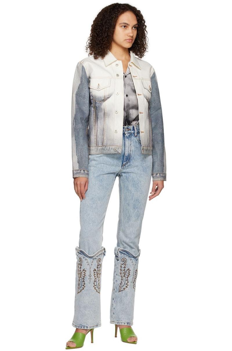 Y/Project Jean Paul Gaultier Edition Denim Jacket - Blue/White