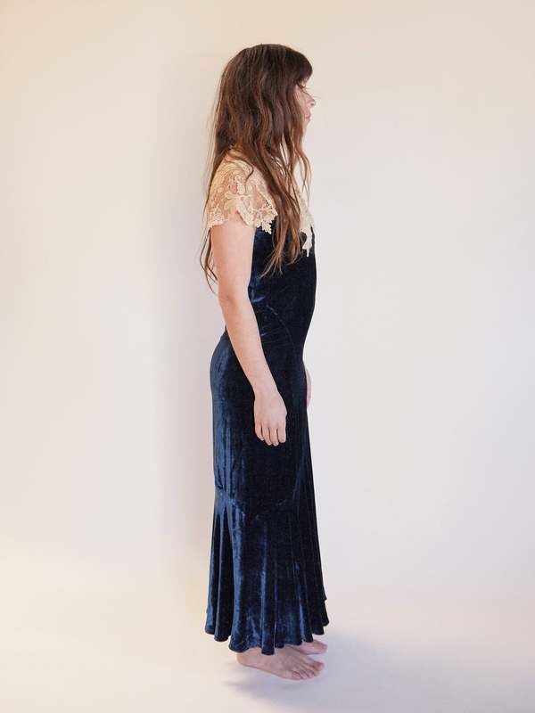 Jewel Tone Silk Velvet Dress - Jewel Tone Aqua | Garmentory