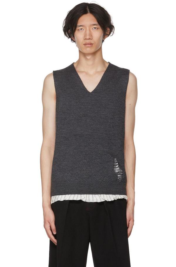 Maison Margiela Wool Vest - Dark Gray | Garmentory