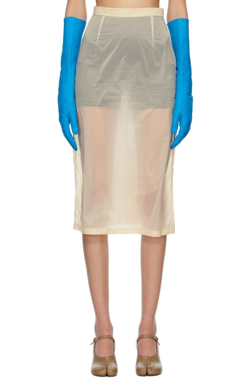 Maison Margiela Semi-Sheer Midi Skirt - Butter | Garmentory