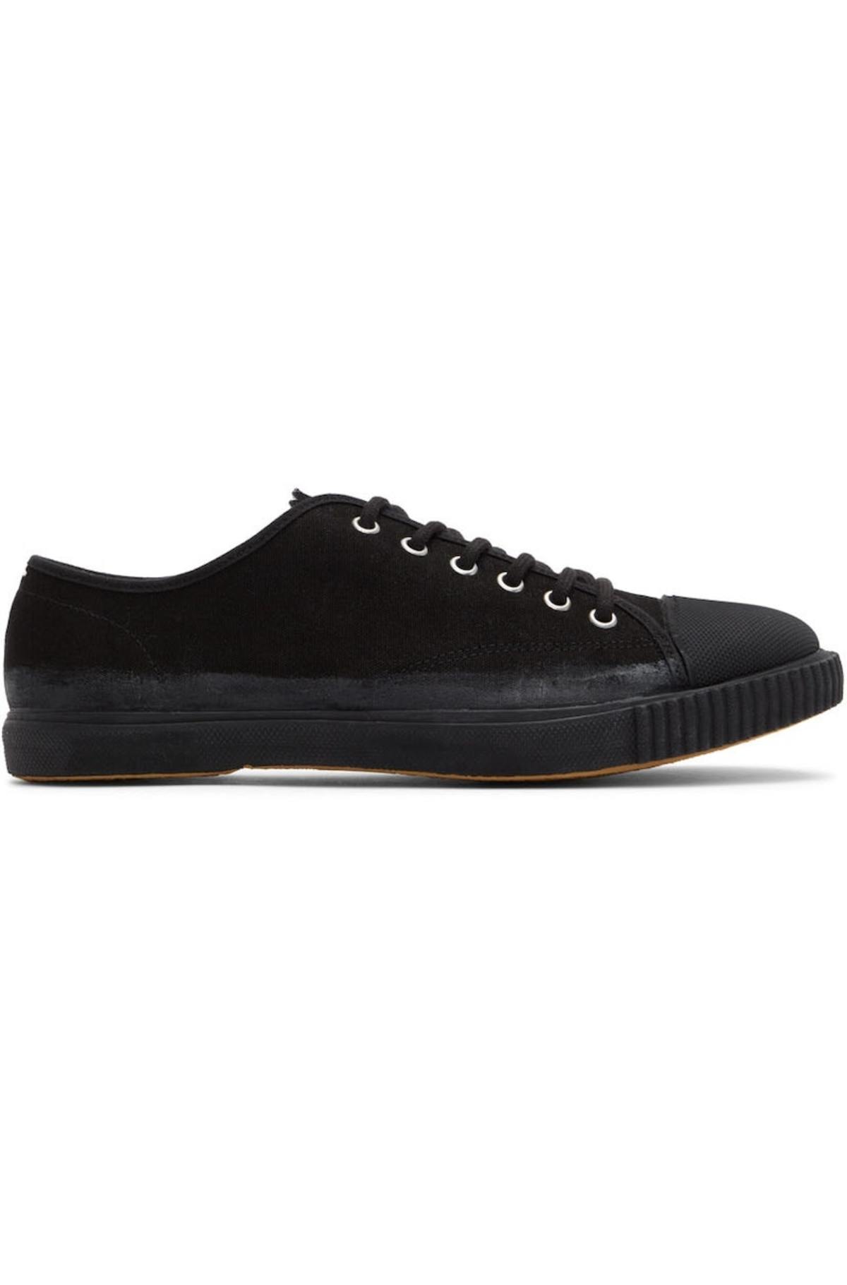 Maison Margiela Canvas Low-Top Sneakers - T8013 BLACK | Garmentory