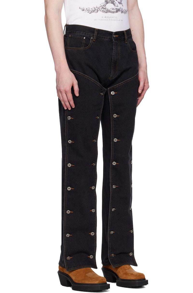 Y/Project Button Panel Jeans - Black | Garmentory