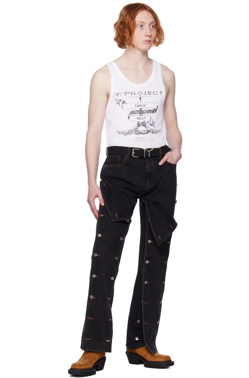 Y/Project Button Panel Jeans - Black | Garmentory